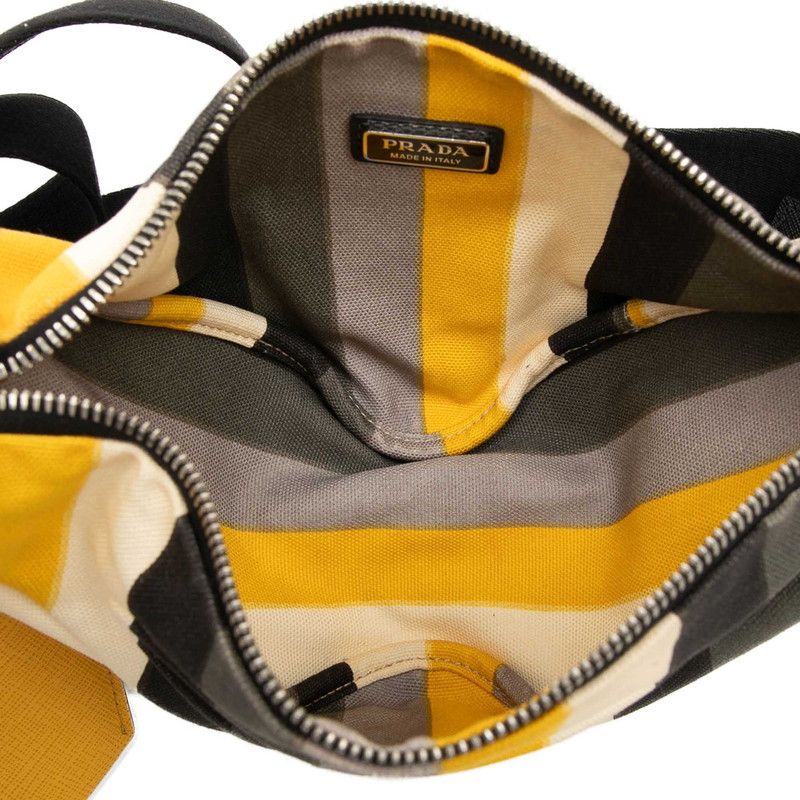Prada Triangle Crossbody Shoulder Bag Multicolor Canvas Leather — view 4