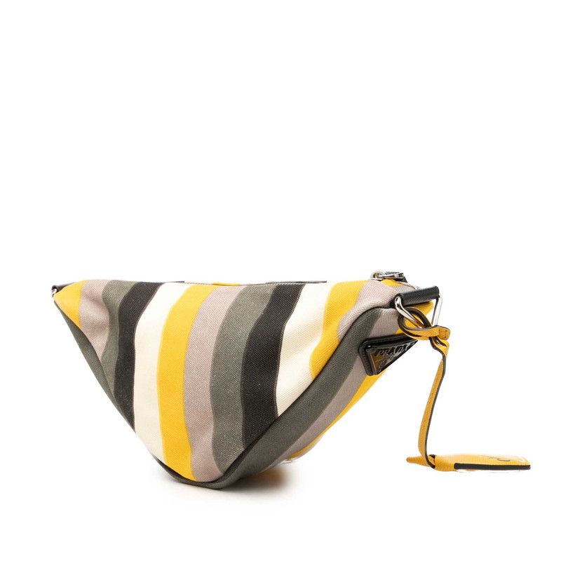 Prada Triangle Crossbody Shoulder Bag Multicolor Canvas Leather — view 2
