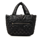 Chanel Coco Cocoon CC Logo Handbag Black Nylon Leather