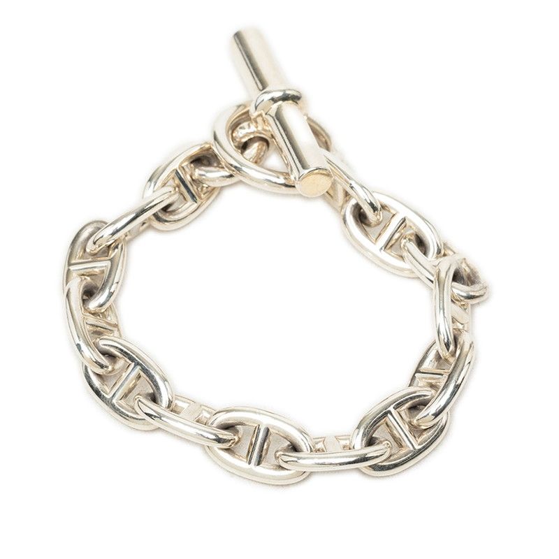 Hermes Chaine D'ancre MM 14 Links Chain Bracelet Silver — view 3