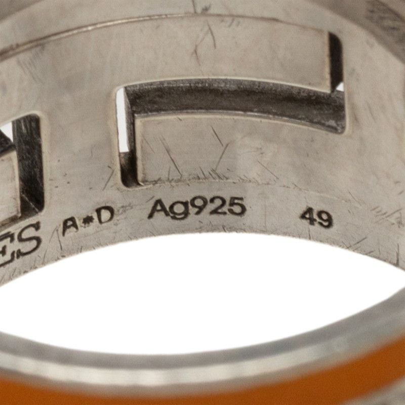 Hermes Move Ash Ring 49 Silver Orange — view 5