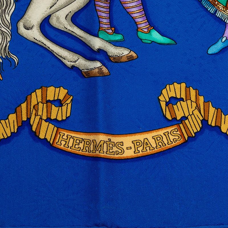 Hermes Carre 90 les Fetes du Roi Soleil Celebration of the Sun King Scarf Blue — view 6