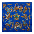 Hermes Carre 90 les Fetes du Roi Soleil Celebration of the Sun King Scarf Blue