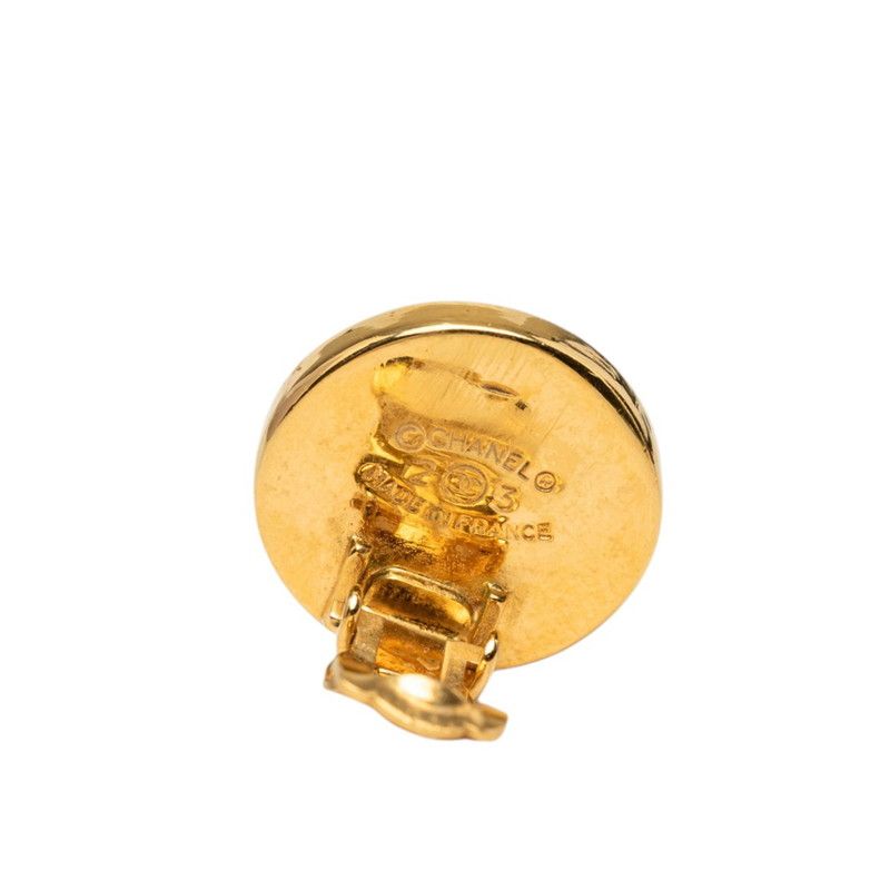 Chanel Vintage CC Logo Earrings Gold Black Plated — view 3
