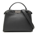 Fendi Selleria Peekaboo Medium Shoulder Bag Gray Leather