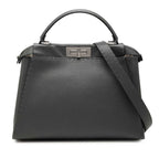 Fendi Selleria Peekaboo Medium Shoulder Bag Gray Leather
