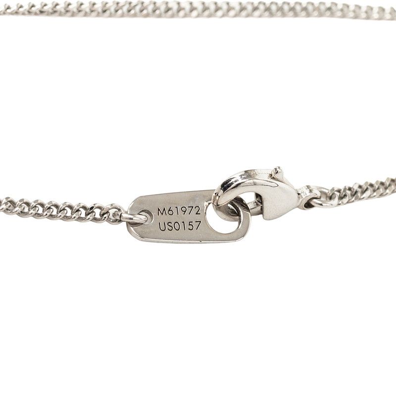 Louis Vuitton Damier Collier Plaque Logo Plate Chain Pendant Silver — view 6