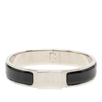 Hermes Clic Loquet Enamel Bracelet Bangle Silver Black Metal