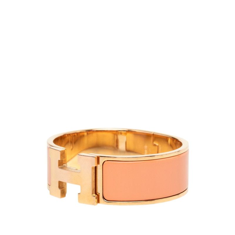 Hermes Clic Clac PM Enamel Bracelet Bangle Gold Pink Plated — view 2