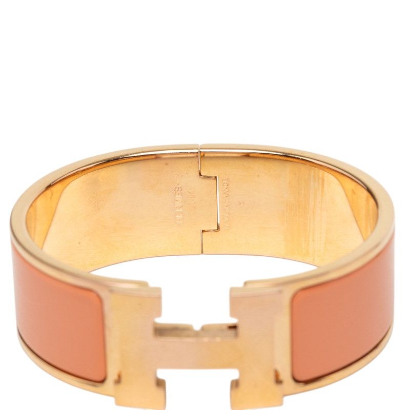 Hermes Clic Clac PM Enamel Bracelet Bangle Gold Pink Plated — view 4
