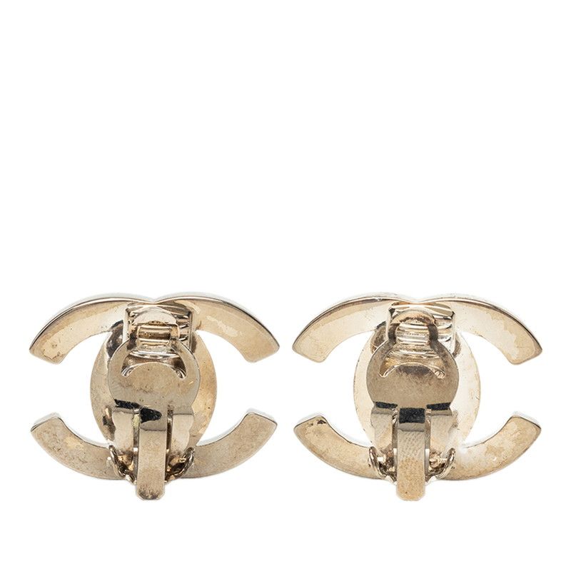 Chanel 97P CC Logo Vintage Earrings Stamp Silver Metal — view 2