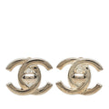 Chanel 97P CC Logo Vintage Earrings Stamp Silver Metal