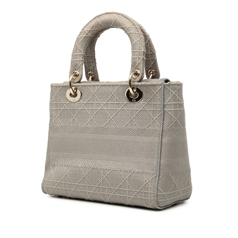 Dior Cannage Lady Delight Shoulder Bag Gray Canvas — view 2