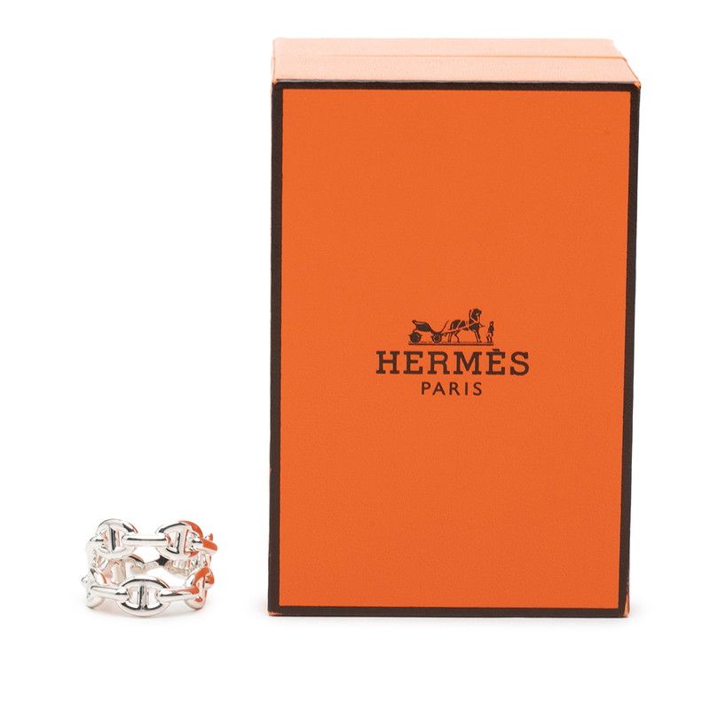 Hermes Chaine D'ancre Enchainee Double Low Ring Silver — view 5