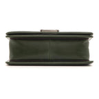 Chanel Boy 25 Quilted Chain Shoulder Green Silver Calfskin Bag — view 3