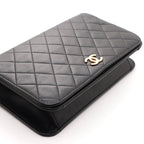 Chanel Quilted 23 Push Lock Full Flap Chain Shoulder Black Bag Lambskin — view 6