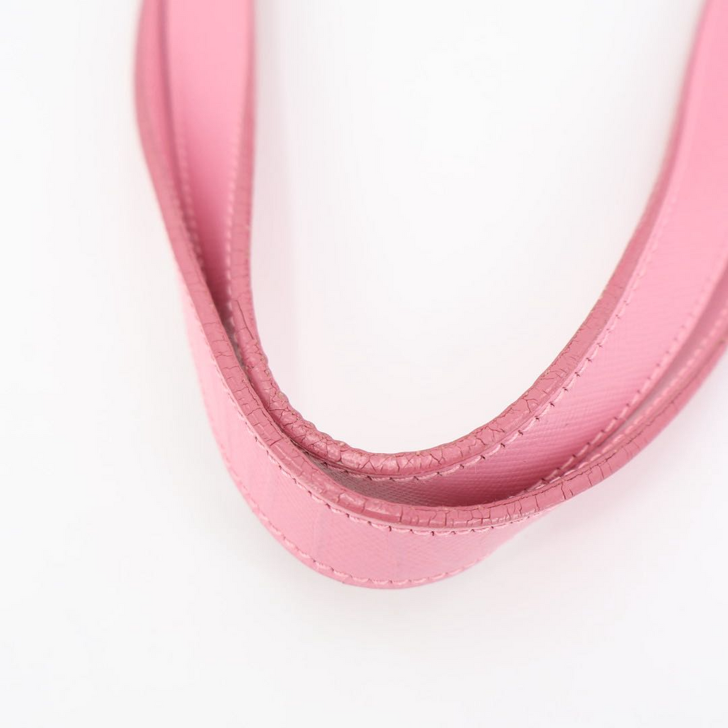 Prada Nylon Tote Bag Partial Leather Big Triangle Plate Pink — view 8