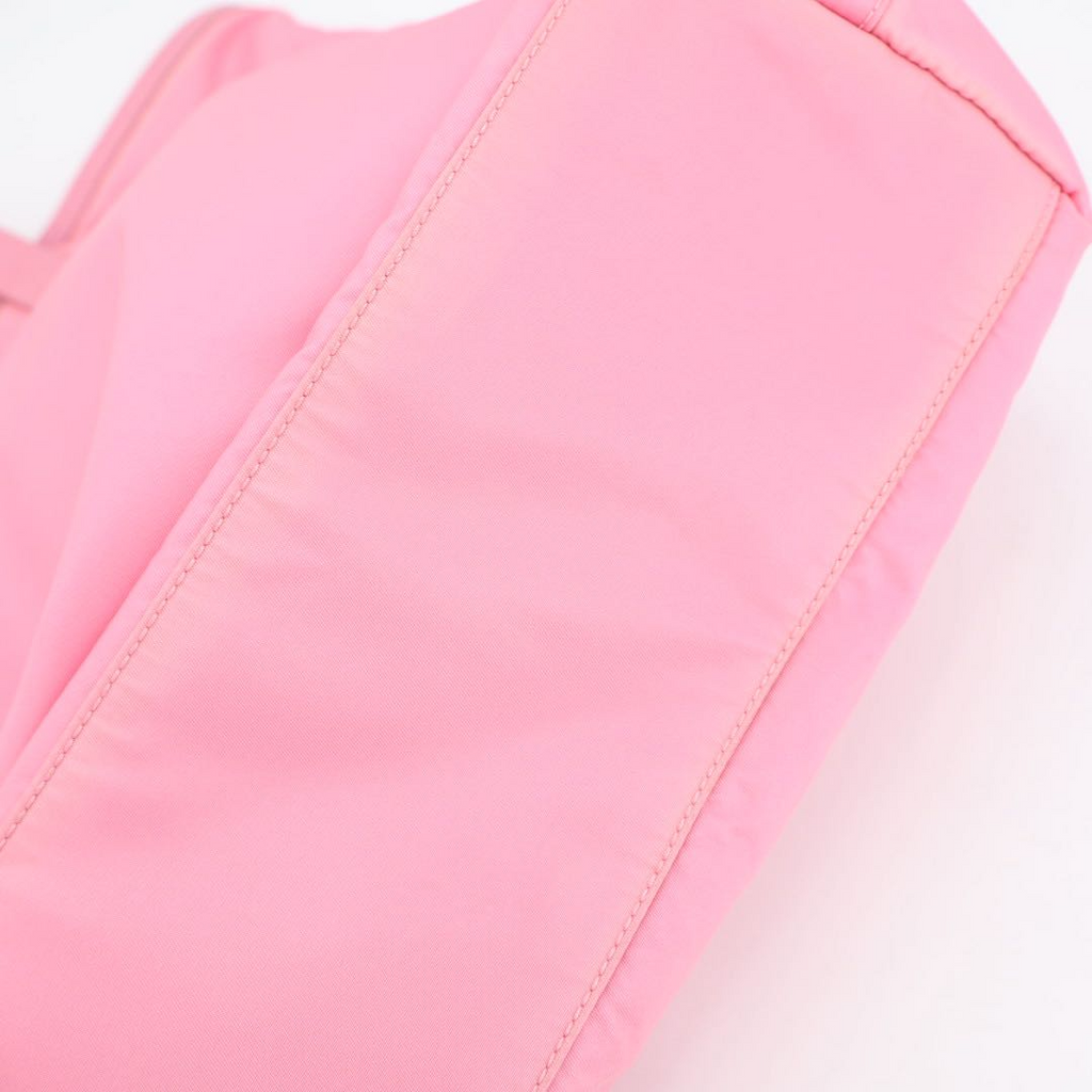 Prada Nylon Tote Bag Partial Leather Big Triangle Plate Pink — view 3