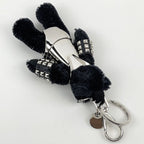 Prada Bag Charm Beatric Key Holder Metal Fabric Black Silver — view 2