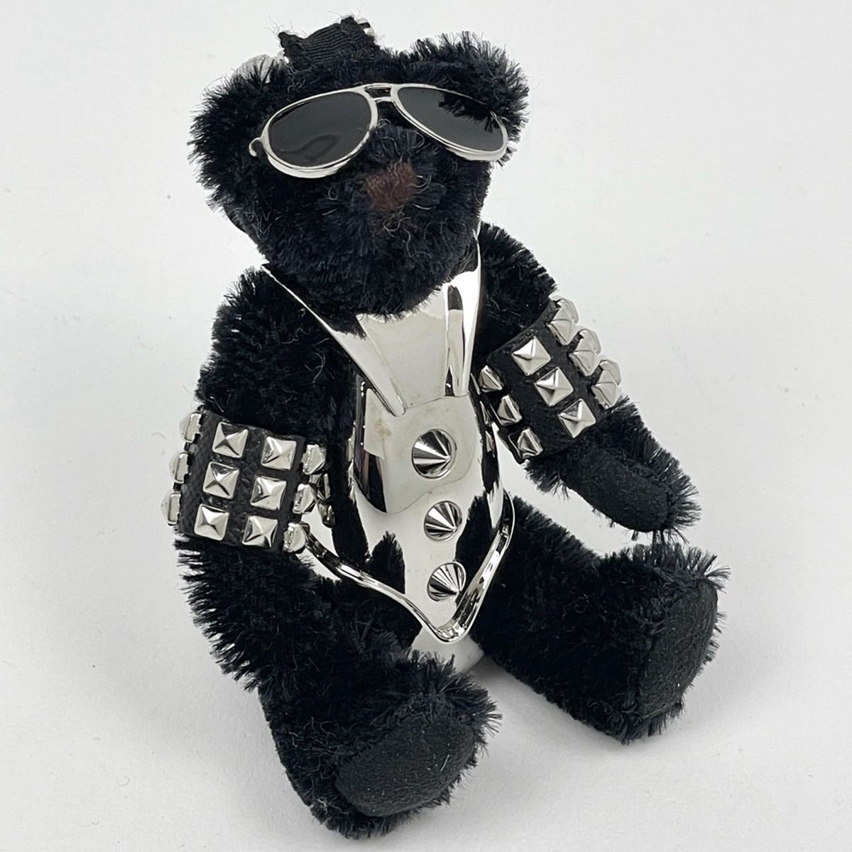 Prada Bag Charm Beatric Key Holder Metal Fabric Black Silver — view 3