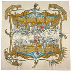Hermes Carre 90 Tournez Manege Scarf Merry Go Round Silk Beige Multicolor