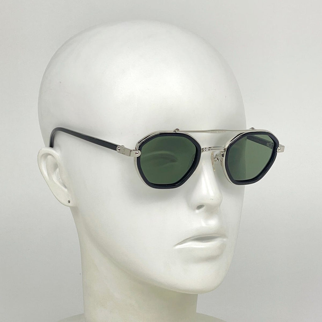 Louis Vuitton Sunglasses LV Signature Duo Round Metal Acetate Black Eyewear — view 4