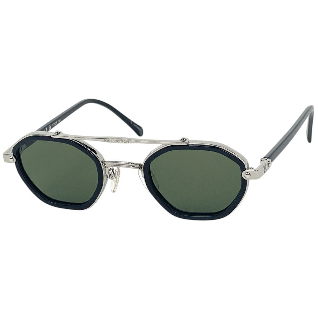 Louis Vuitton Sunglasses LV Signature Duo Round Metal Acetate Black Eyewear
