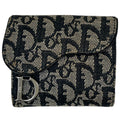 Dior Bifold Wallet Trotter Pattern Saddle Shape Snap Canvas Black