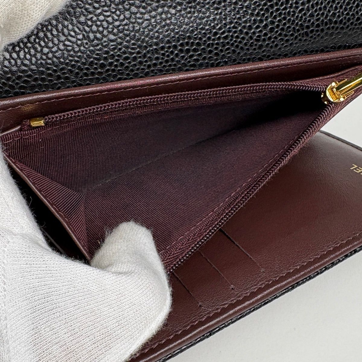Chanel Trifold Wallet CC Logo Caviar Leather Black — view 5