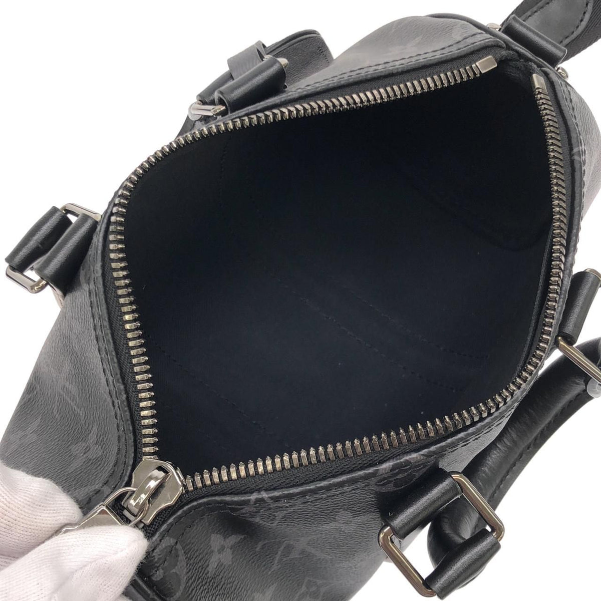 Louis Vuitton Monogram Eclipse Reverse Keepall Bandouliere 25 Boston Bag — view 7