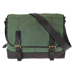 Prada Vintage Tessuto Front Logo Green Dark Brown Gold Nylon Leather Shoulder
