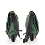 Prada Vintage Tessuto Front Logo Green Dark Brown Gold Nylon Leather Shoulder — view 8