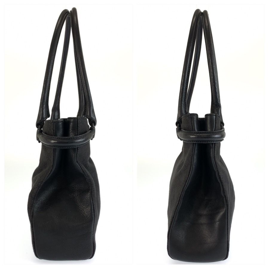 Gucci Black GG Canvas Leather Tote Shoulder Bag — view 8