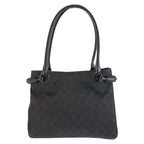 Gucci Black GG Canvas Leather Tote Shoulder Bag