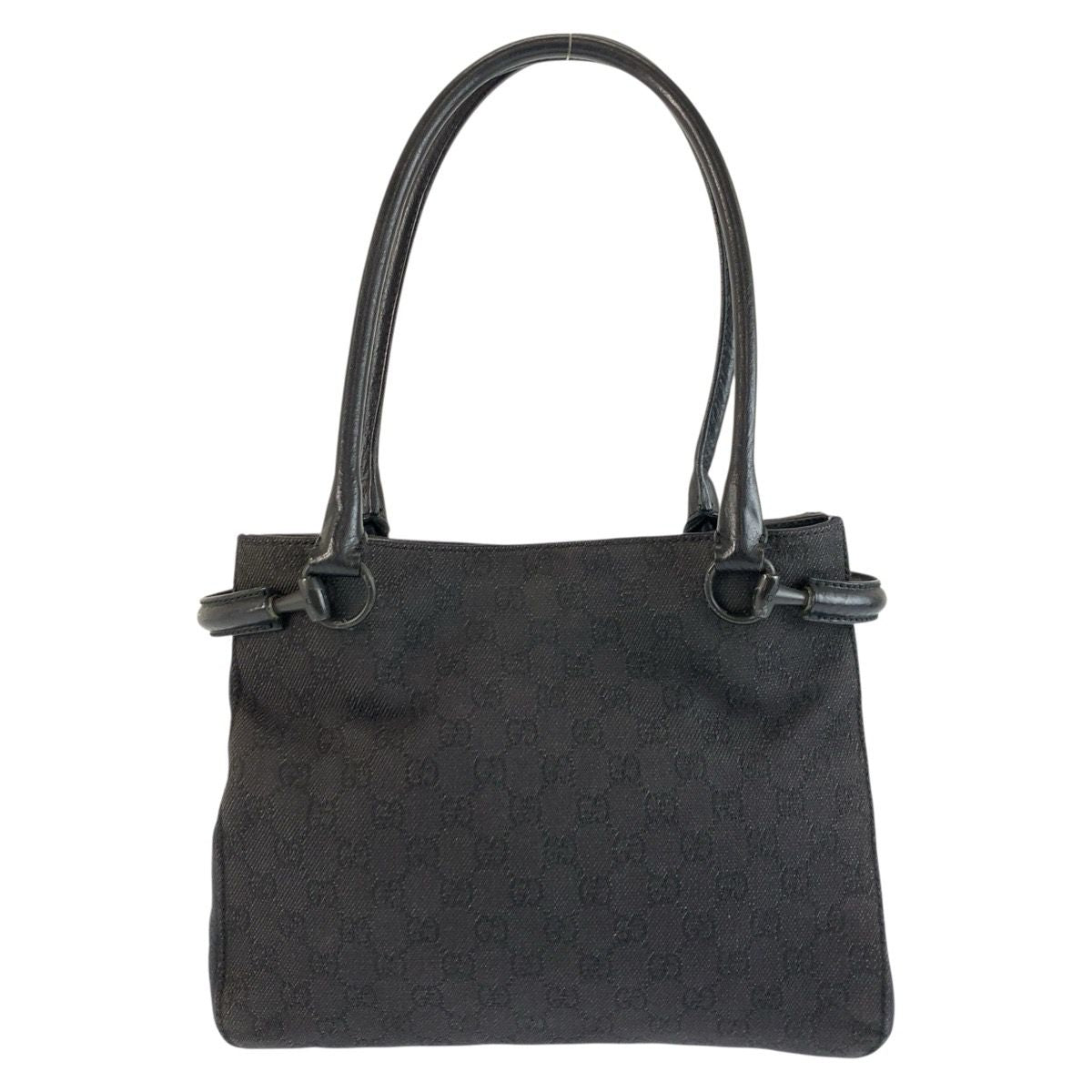 Gucci Black GG Canvas Leather Tote Shoulder Bag