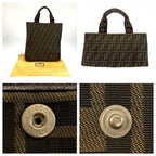 Fendi Zucca Brown Silver Canvas Leather Tote Bag — view 5