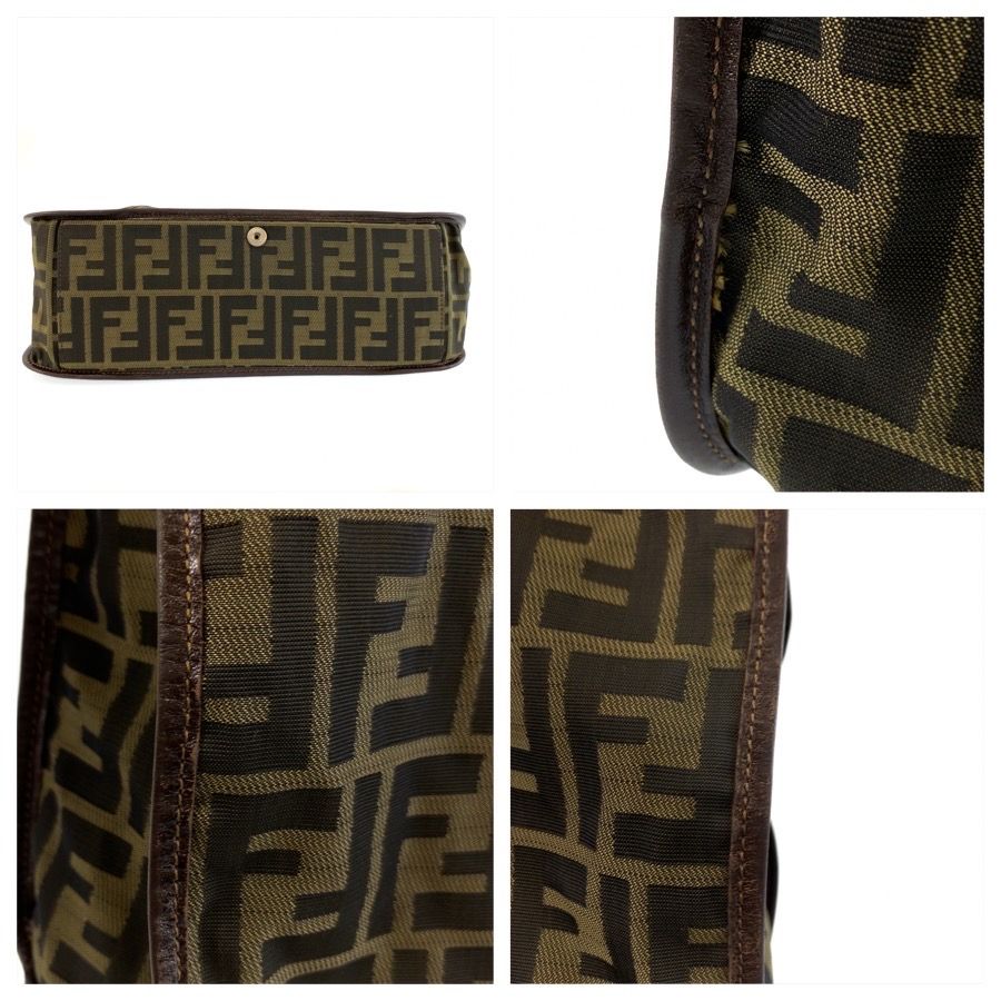 Fendi Zucca Brown Silver Canvas Leather Tote Bag — view 7