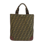 Fendi Zucca Brown Silver Canvas Leather Tote Bag — view 2