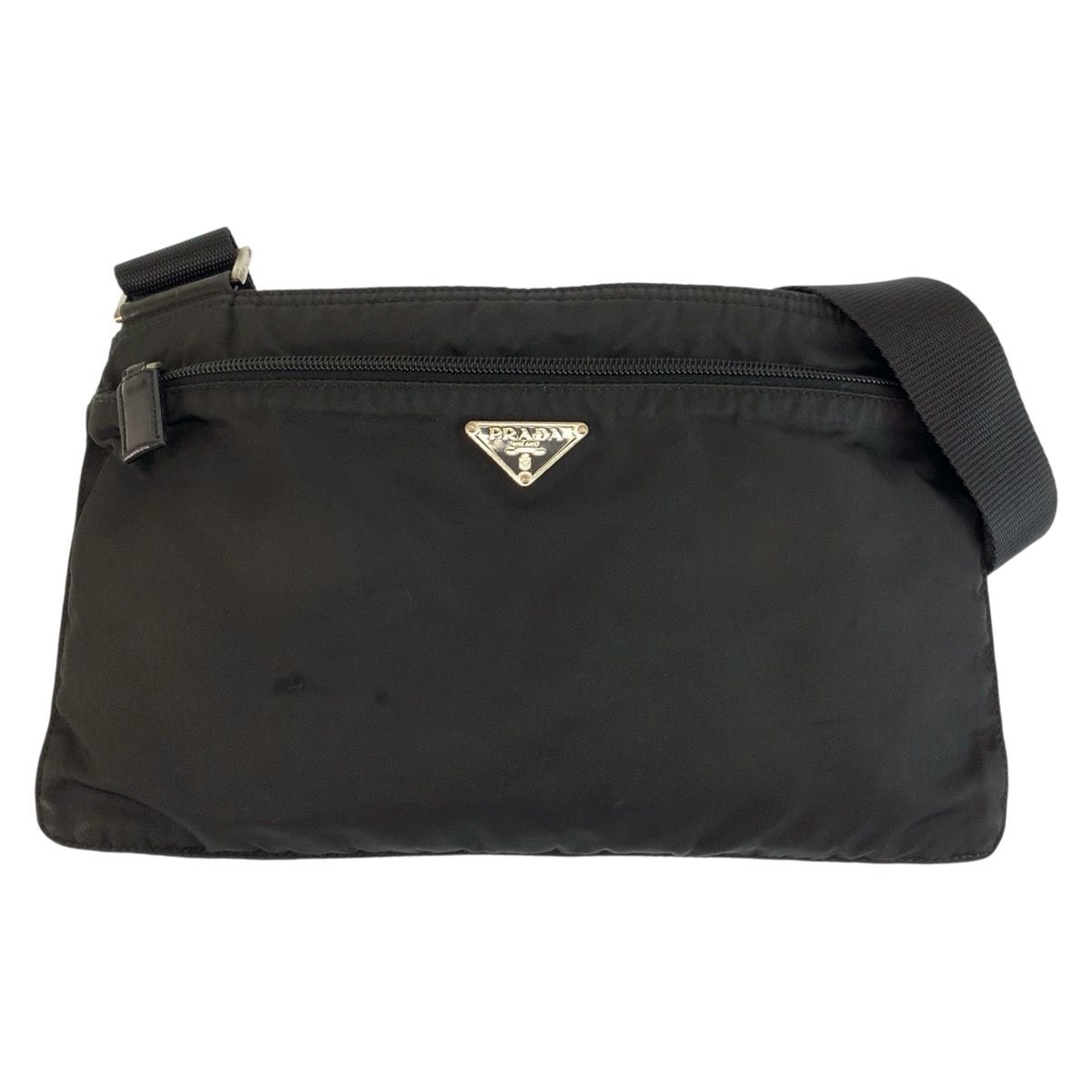 Prada Tessuto Black Silver Nylon Shoulder Bag Pochette