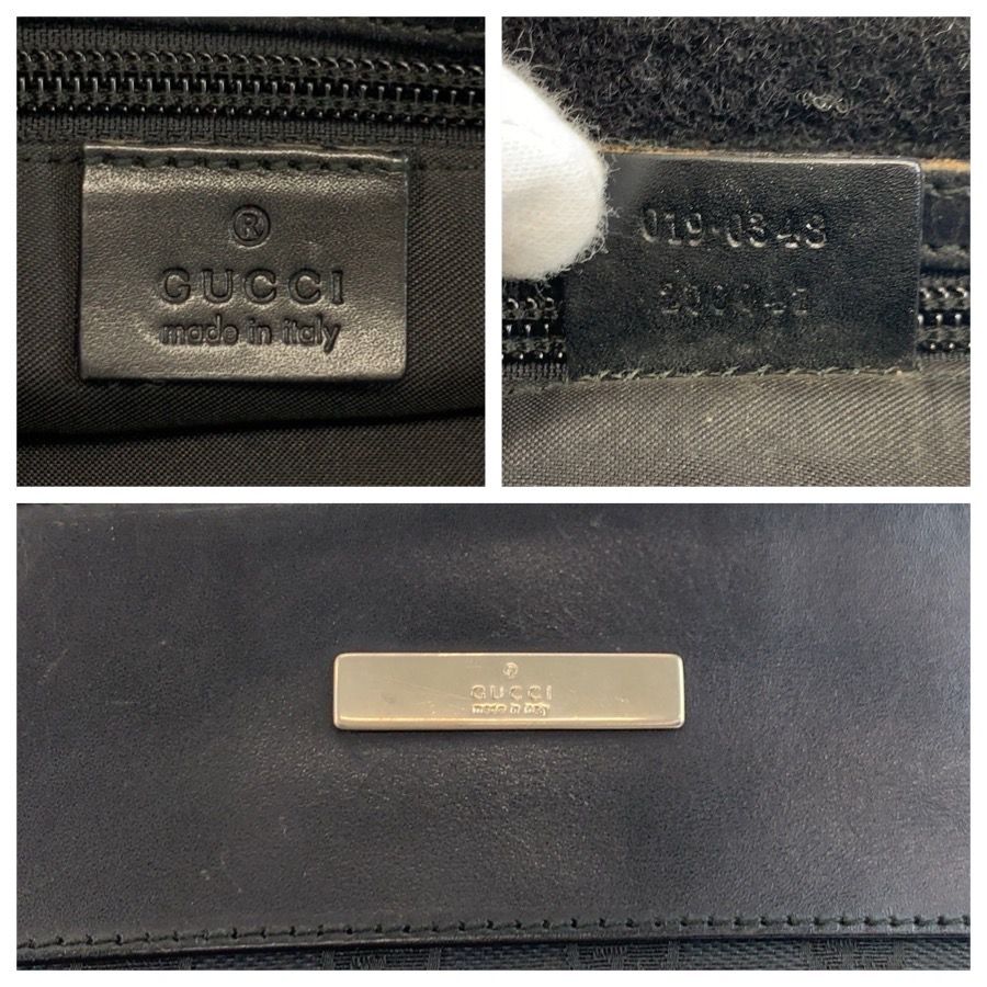 Gucci Black Silver GG Canvas Leather Shoulder Bag Pochette — view 3