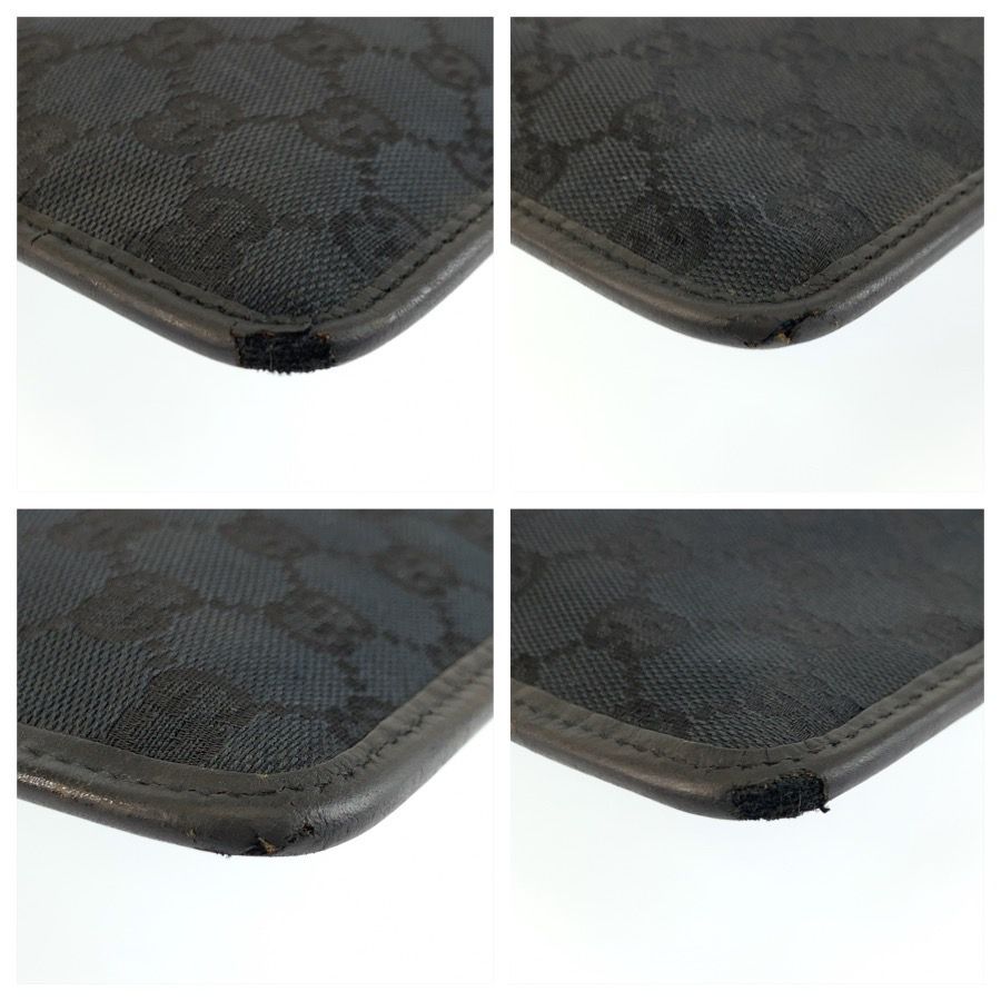 Gucci Black Silver GG Canvas Leather Shoulder Bag Pochette — view 4
