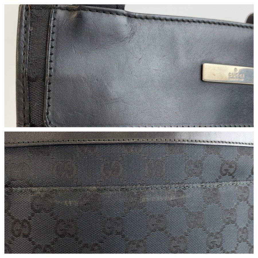 Gucci Black Silver GG Canvas Leather Shoulder Bag Pochette — view 5