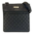 Gucci Black Silver GG Canvas Leather Shoulder Bag Pochette