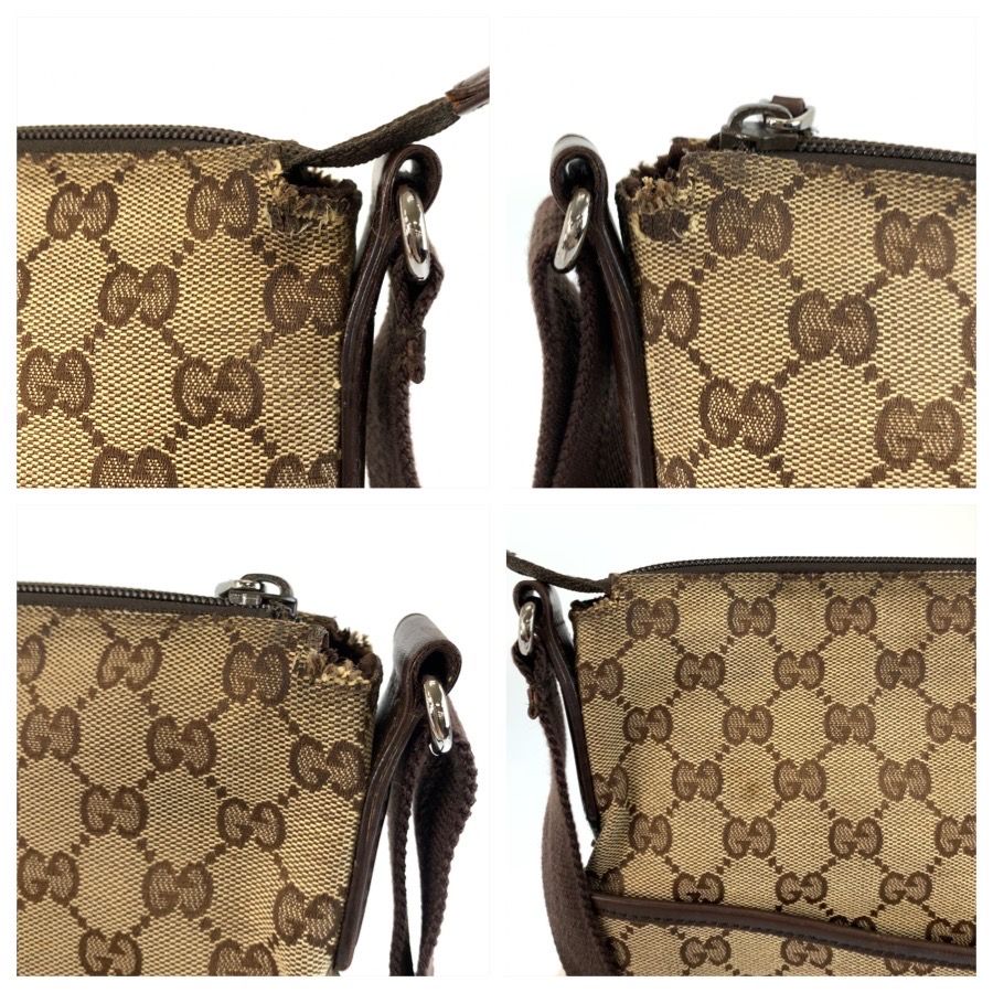 Gucci Beige Brown Silver GG Canvas Leather Shoulder Bag Pochette — view 5