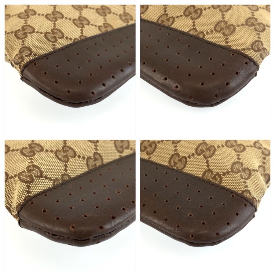 Gucci Beige Brown Silver GG Canvas Leather Shoulder Bag Pochette — view 4
