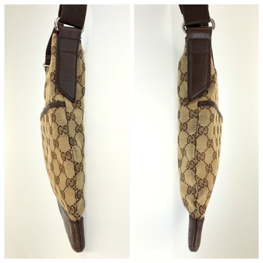 Gucci Beige Brown Silver GG Canvas Leather Shoulder Bag Pochette — view 8