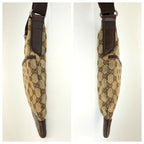 Gucci Beige Brown Silver GG Canvas Leather Shoulder Bag Pochette — view 8