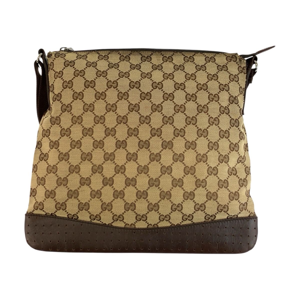 Gucci Beige Brown Silver GG Canvas Leather Shoulder Bag Pochette — view 2