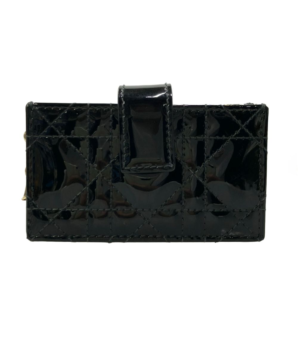 Dior Card Case Lady Jasmine Cannage Patent Leather