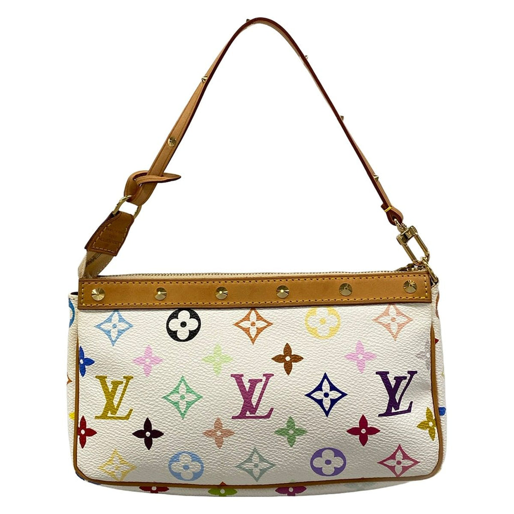 Louis Vuitton Handbag Monogram Multicolor Pochette Accessoires Blanc Leather — view 3